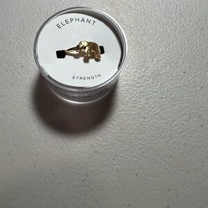 Alex and Ani Gold Elephant Adjustable Ring on Branded Card